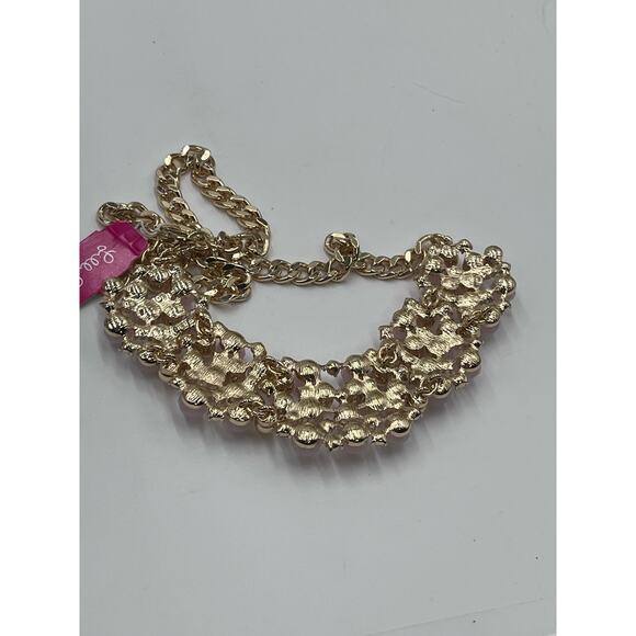 Lilly Pulitzer Pink "Pop The Bubbly" Beaded Rhinestone Gold Tone Necklace New - Picture 8 of 8